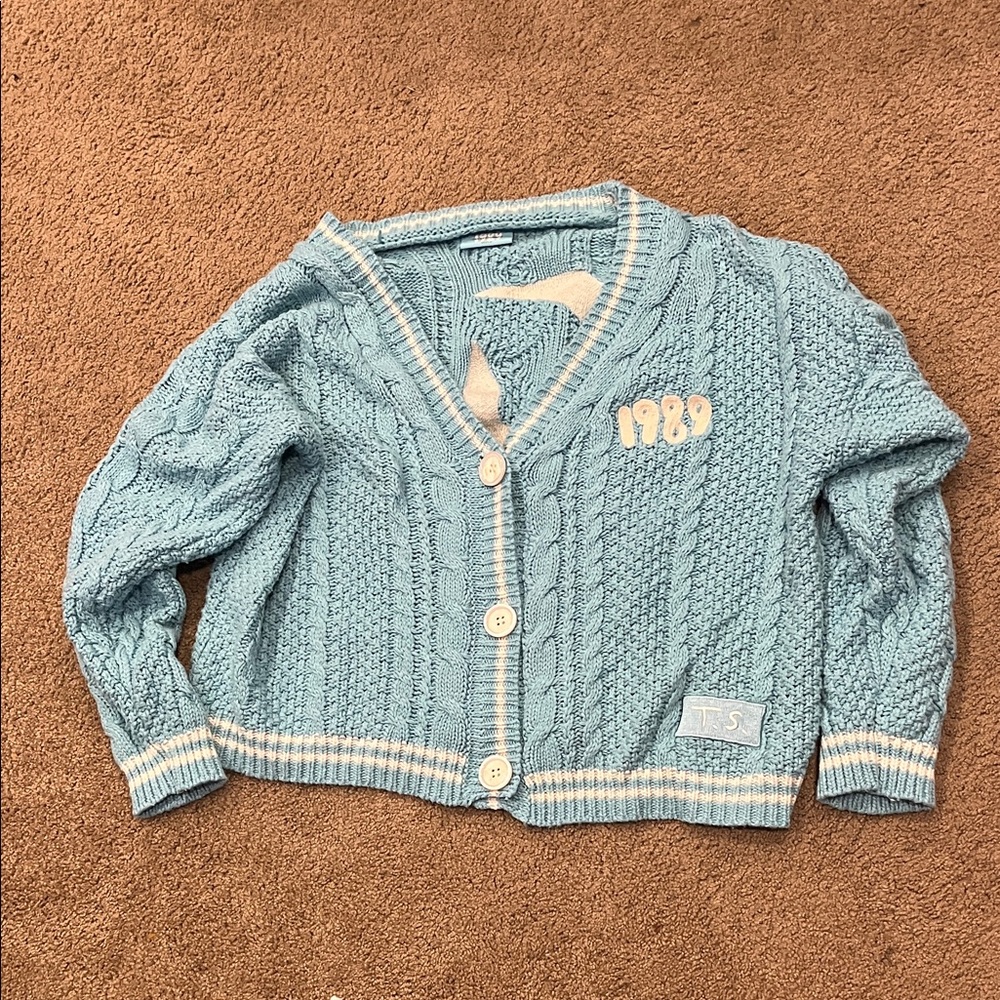 Taylor Swift Light Blue Cable Knit Cardigan
